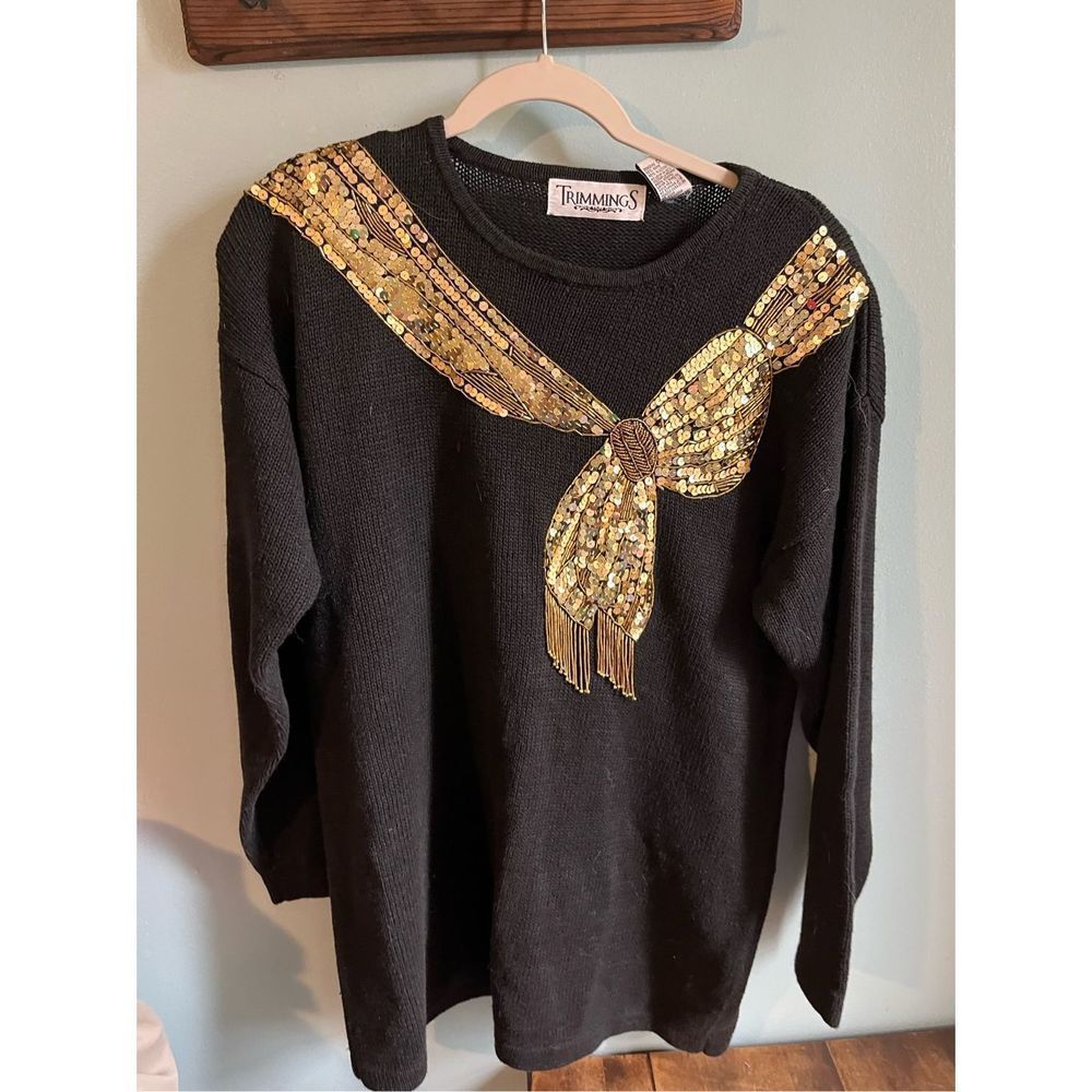 Vintage Christmas beaded sweater small womens